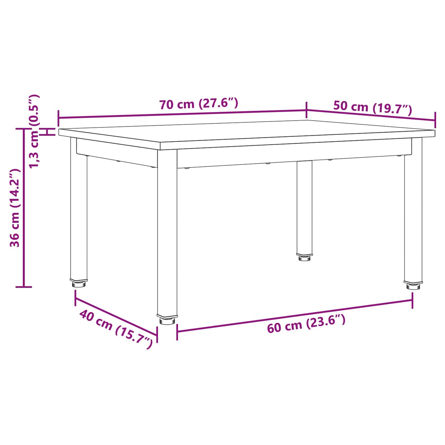 vidaXL Τραπεζάκι σαλονιού Γκρίζο Σονομα 70 x 50 x 36 εκ