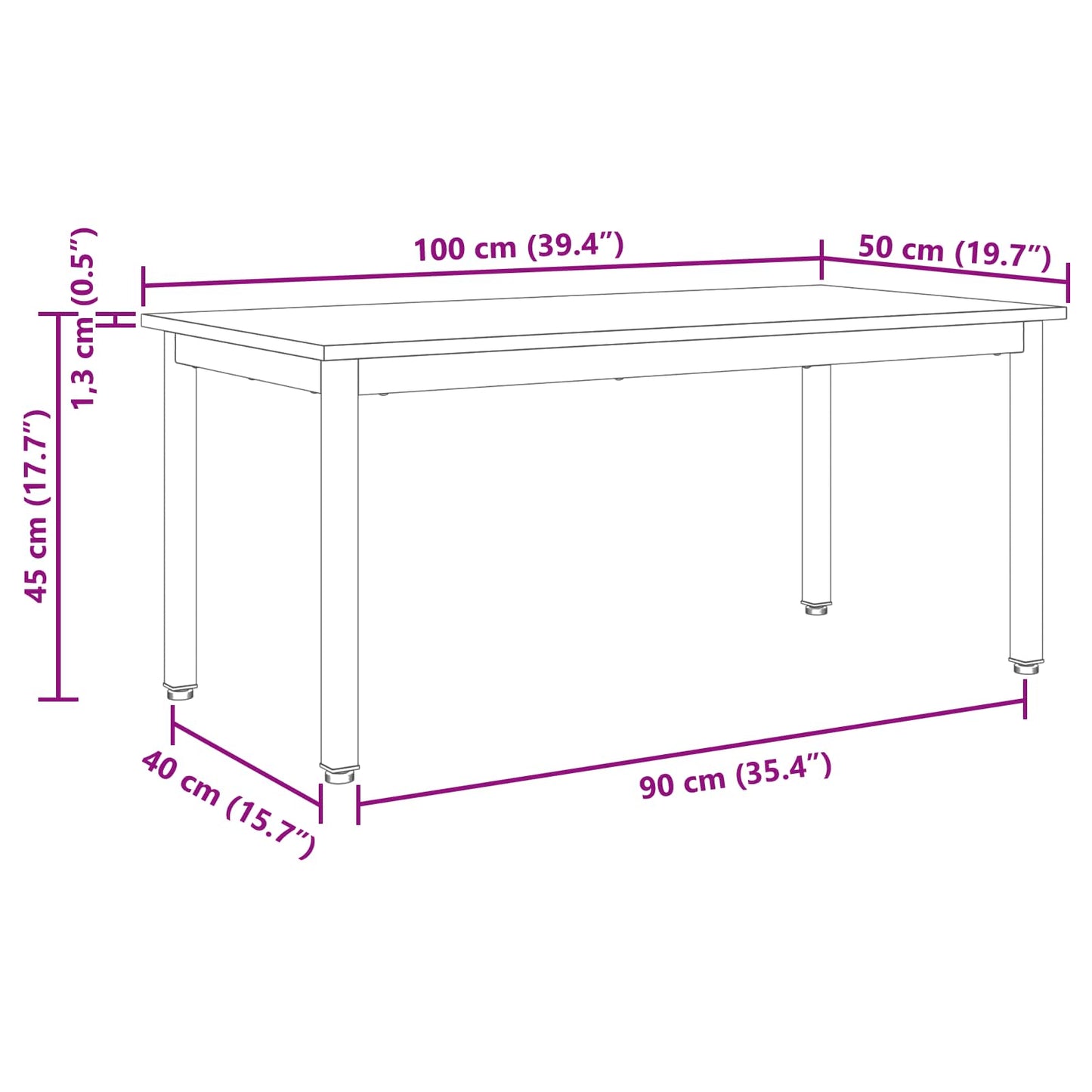 vidaXL Τραπεζάκι σαλονιού Γκρίζο Σονομα 100 x 50 x 45 cm