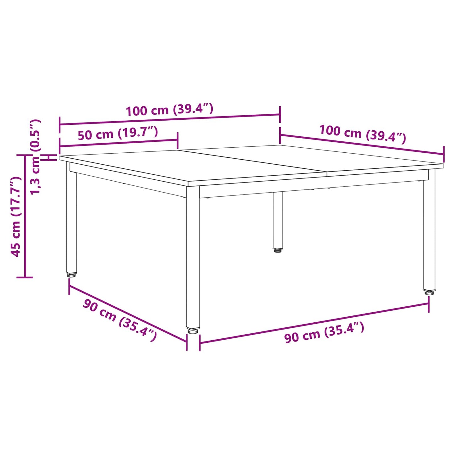 vidaXL Τραπεζάκι σαλονιού Γκρίζο Σονομα 100 x 100 x 45 cm