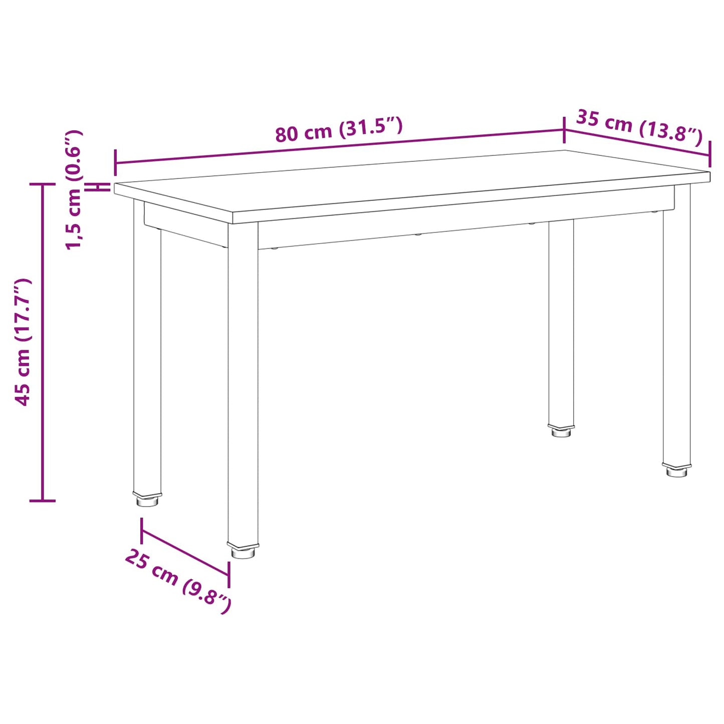 vidaXL παγκάκι Σονόμα 80 x 35 x 45 cm Επεξεργασμένο ξύλο