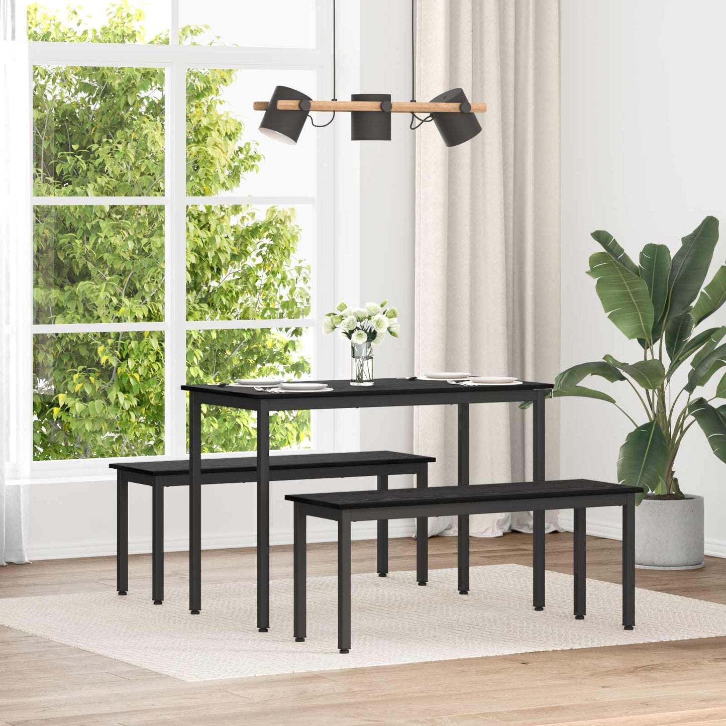 vidaXL παγκάκι Μαύρη Οξυά 110 x 35 x 45 cm Επεξεργασμένο Ξύλο