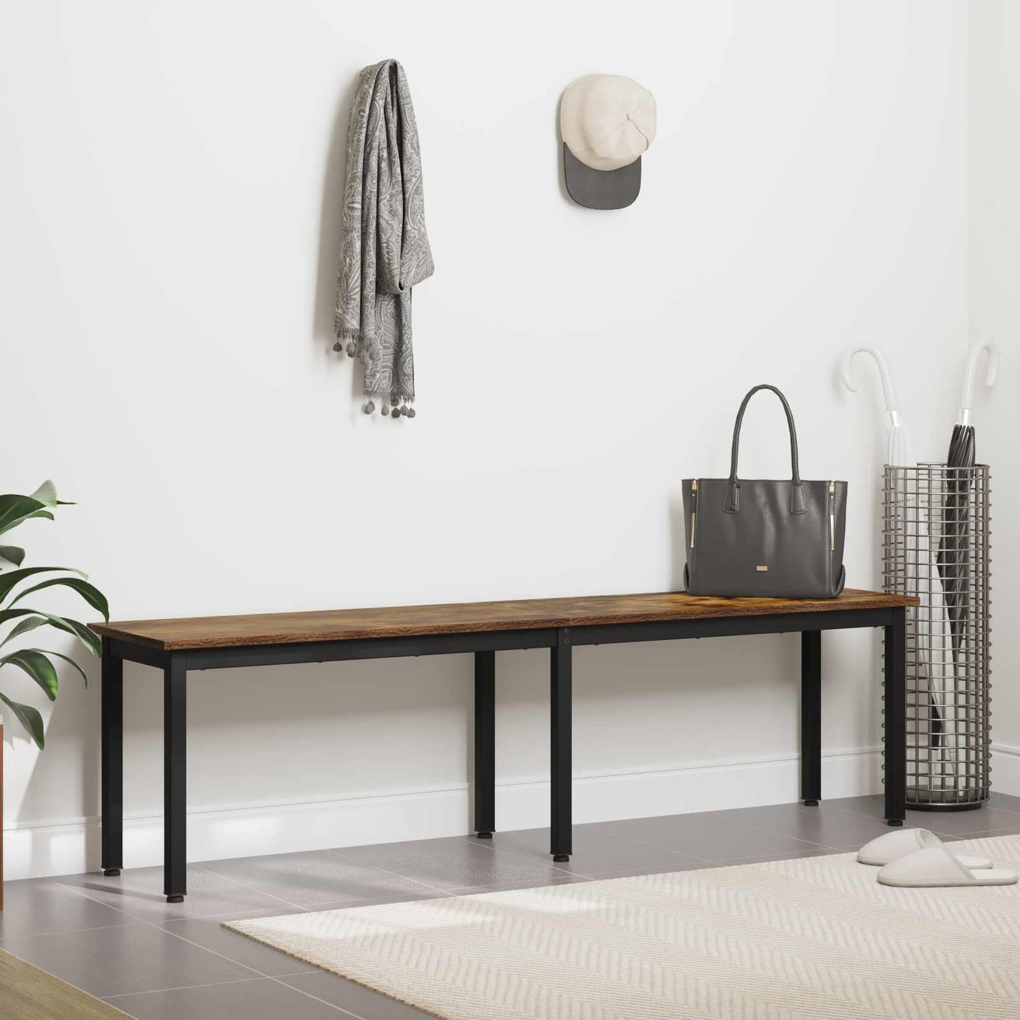 vidaXL παγκάκι Καπνιστό Δρύς 160 x 35 x 45 cm Επεξεργασμένο ξύλο