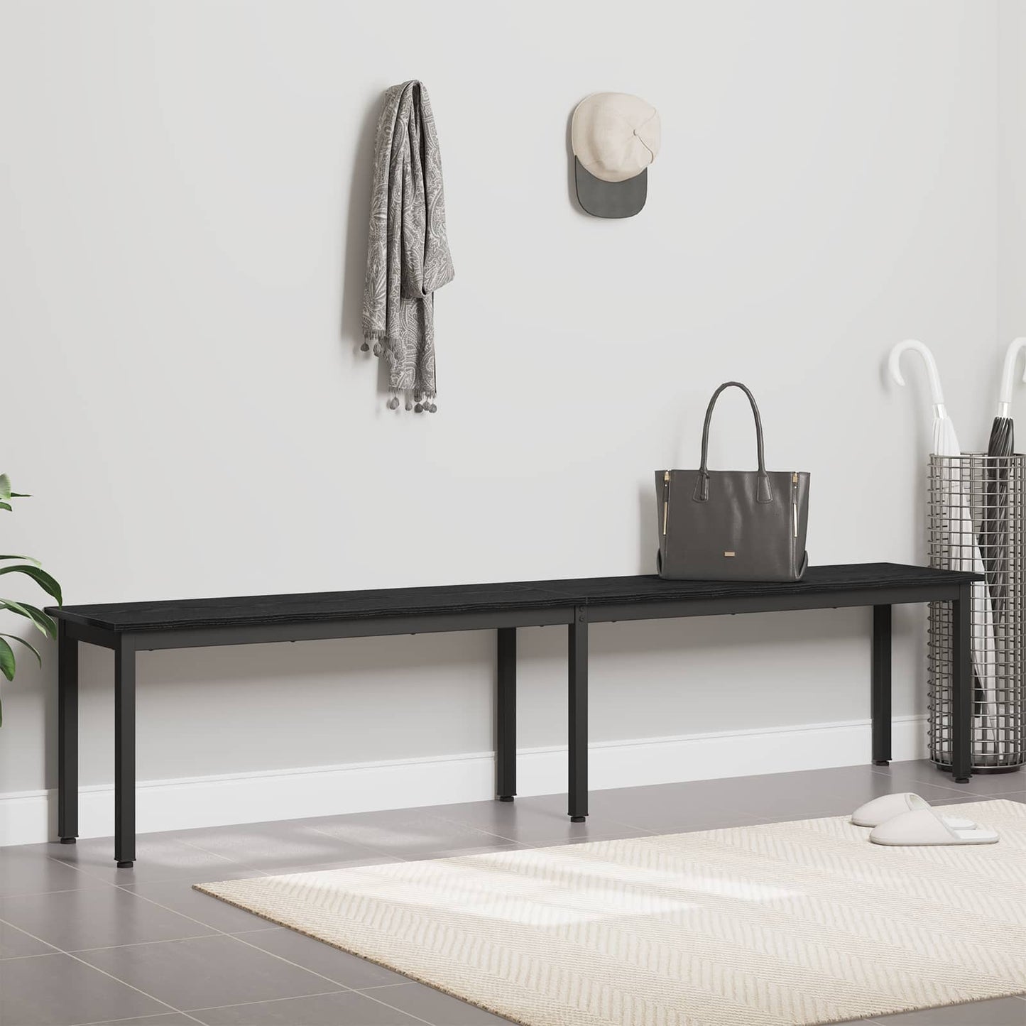 vidaXL παγκάκι Μαύρη Οξυά 200 x 35 x 45 εκ Επεξεργασμένο Ξύλο