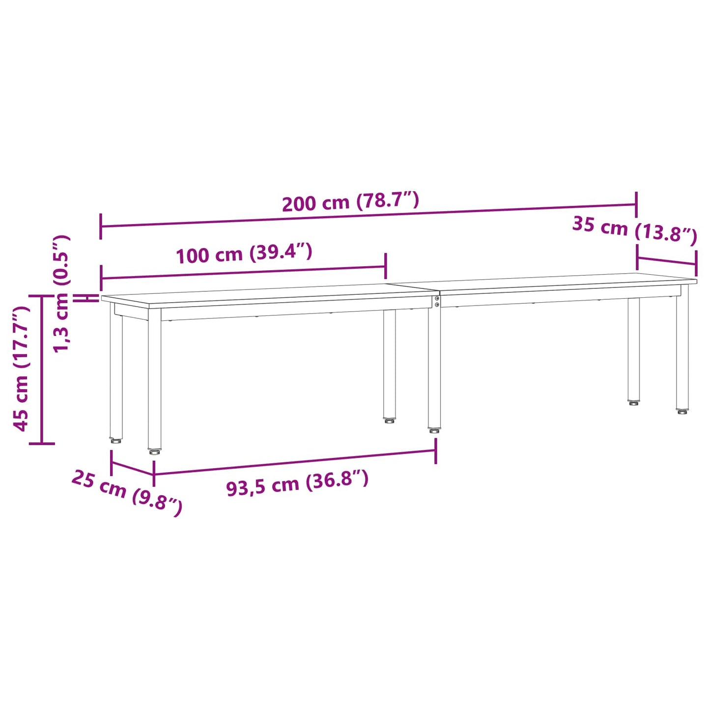 vidaXL παγκάκι Sonoma Δρυς 200 x 35 x 45 εκ Επεξεργασμένο Ξύλο