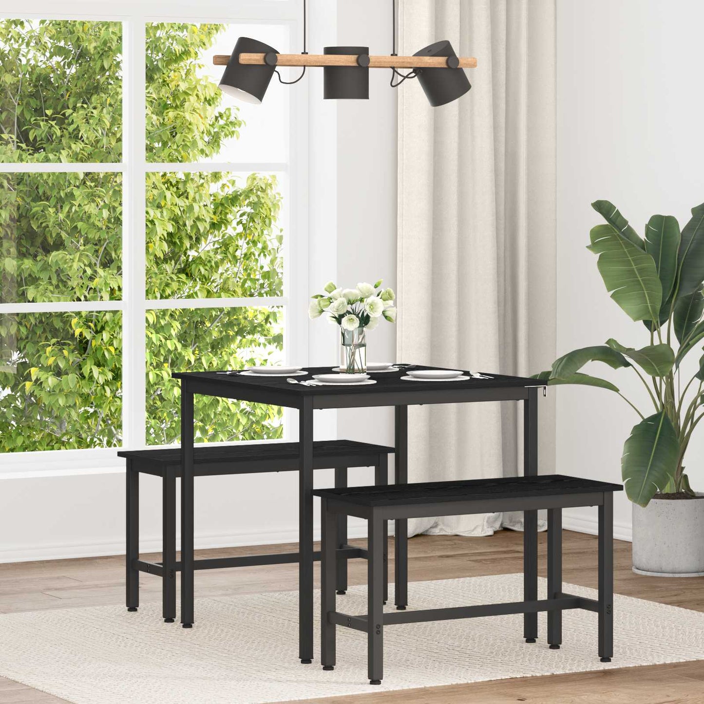 vidaXL Τραπεζαρίες 80 x 80 x 75 cm Επεξεργασμένο Ξύλο Μαύρη Δρυς