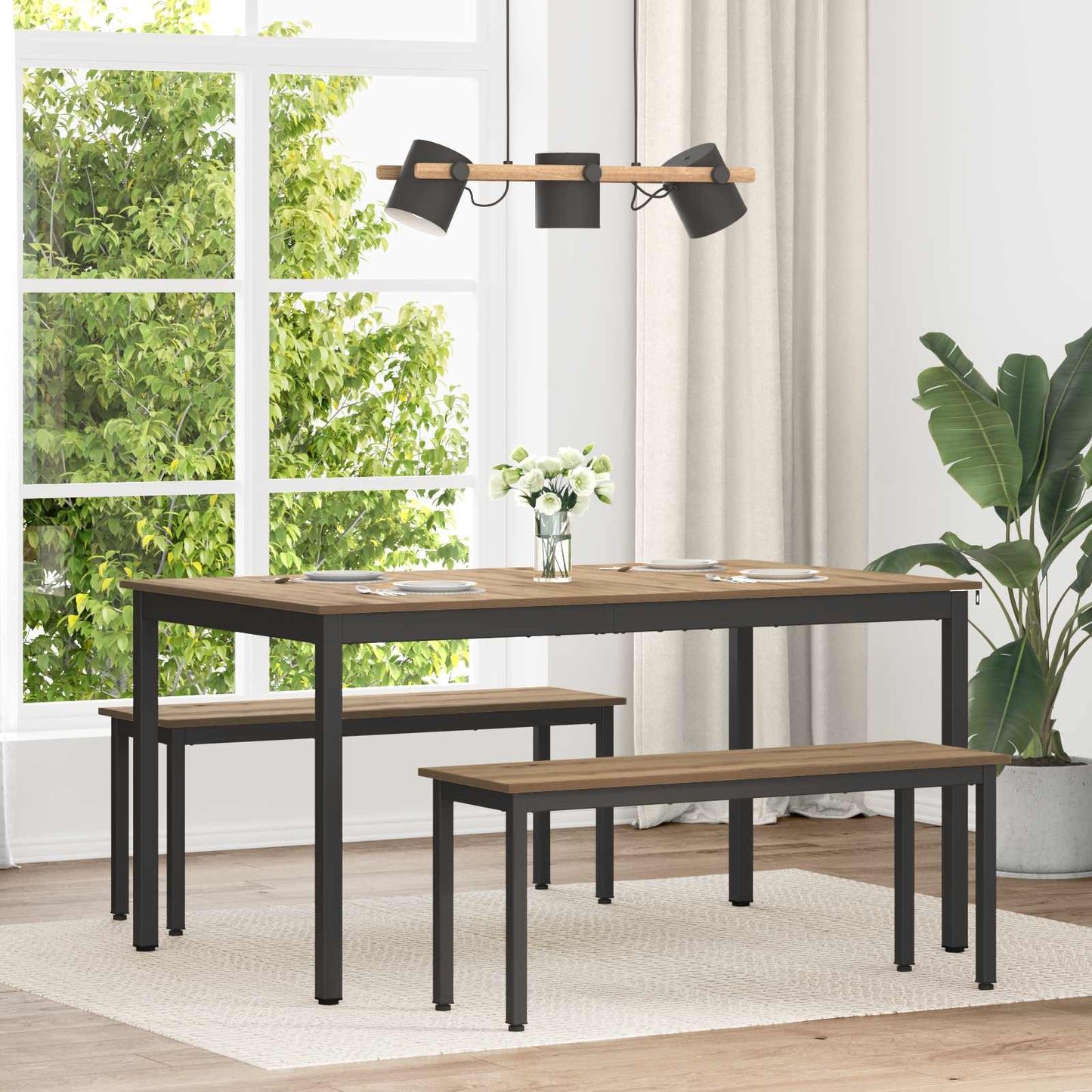 vidaXL Τραπεζαρίες 150 x 90 x 75 cm Επεξεργασμένο Ξύλο Artisan Δρυς