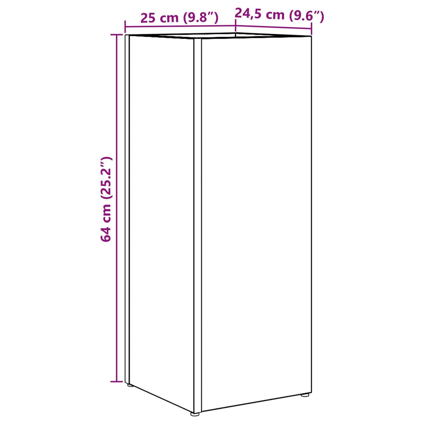 vidaXL Σχέδιο & βάση αποθήκευσης Καπνιστό Δρύς 25 x 24,5 x 64 εκ.