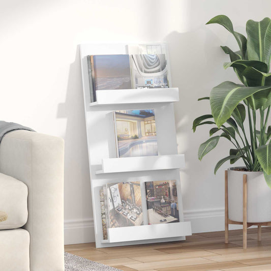 vidaXL Ράφι Περιοδικών Λευκό 51 x 11 x 102 εκ Επεξεργασμένο ξύλο