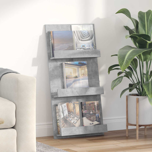 vidaXL Ράφι Περιοδικών με ράφι Σκυρόδεμα Γκρι 51 x 11 x 102 εκ