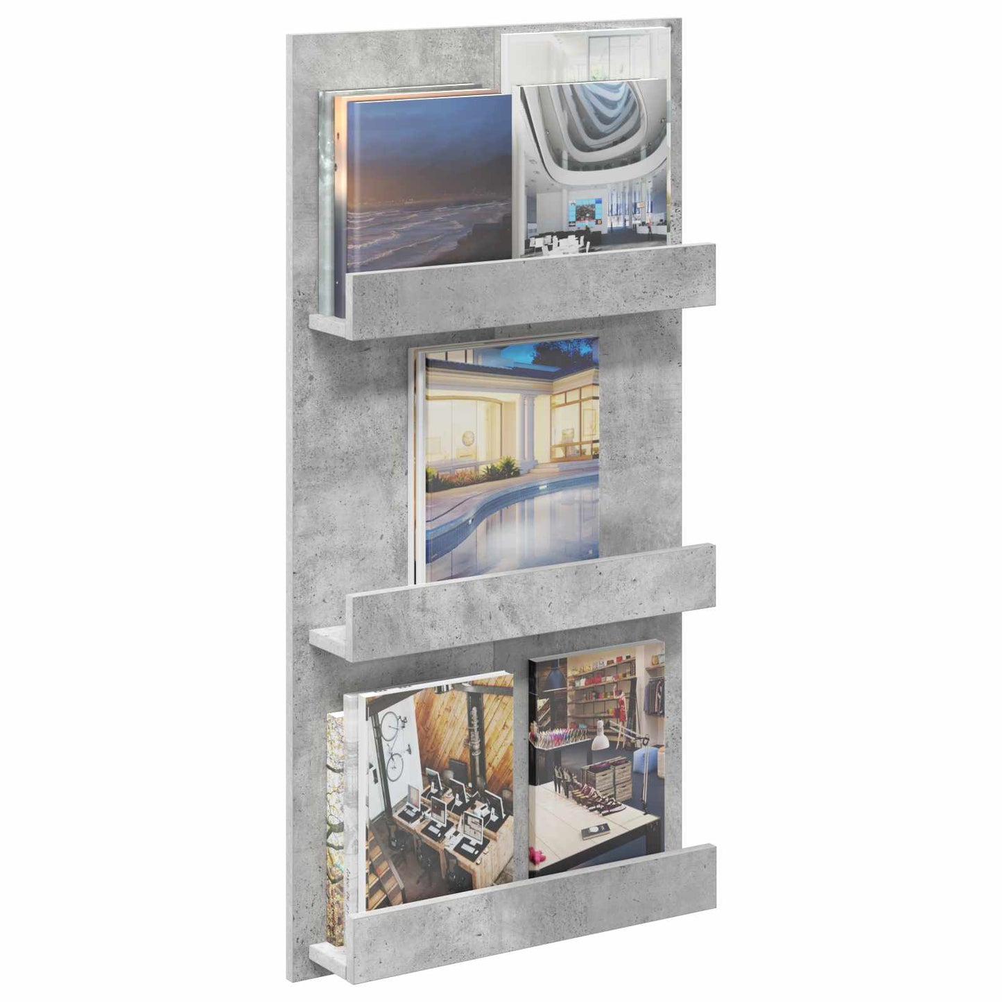 vidaXL Ράφι Περιοδικών με ράφι Σκυρόδεμα Γκρι 51 x 11 x 102 εκ