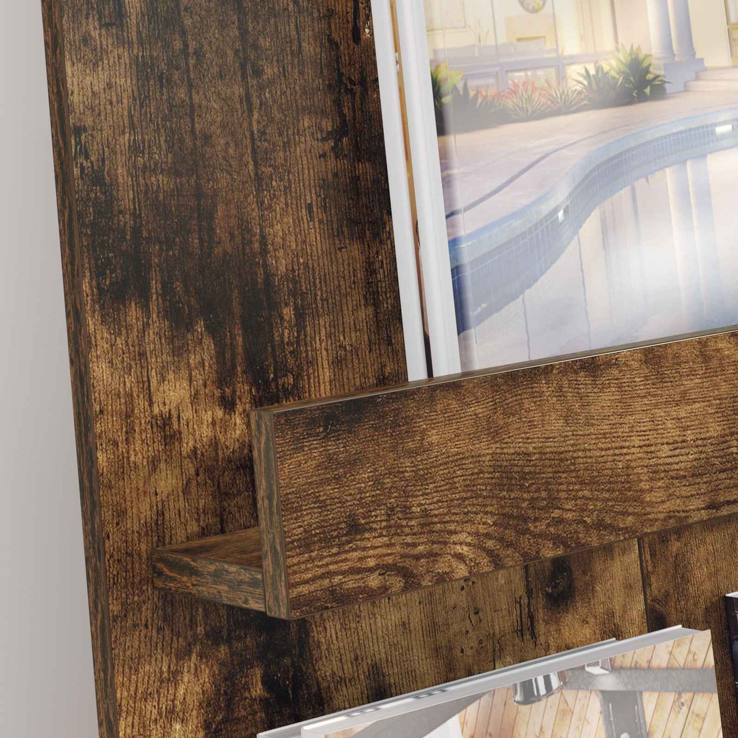 vidaXL Ράφι Περιοδικών με ράφι Καπνιστό Δρύς 51 x 11 x 102 εκ