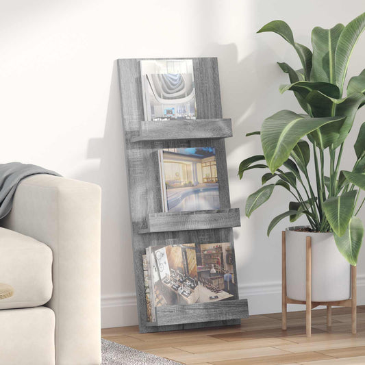 vidaXL Ράφι Περιοδικών με ράφι Γκρίζο Σονομα 51 x 11 x 102 εκ