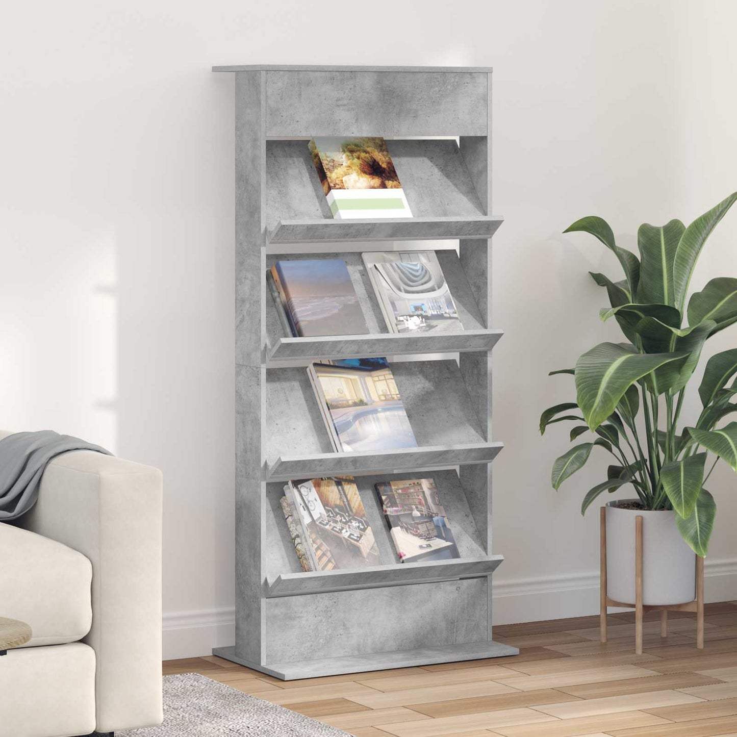 vidaXL Ράφι Περιοδικών με ράφι Σκυρόδεμα Γκρι 70 x 41 x 156 εκ.