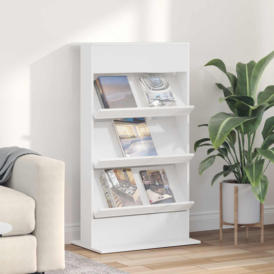vidaXL Ράφι Περιοδικών Λευκό 70 x 41 x 126 εκ. Επεξεργασμένο ξύλο