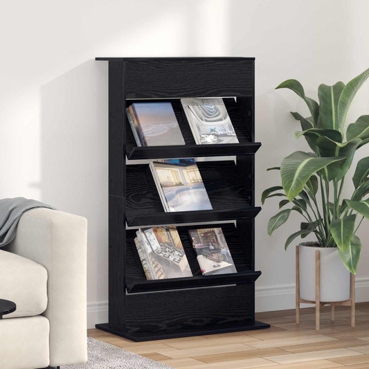 vidaXL Ράφι Περιοδικών Μαύρη Οξυά 70 x 41 x 126 εκ. Επεξεργασμένο ξύλο