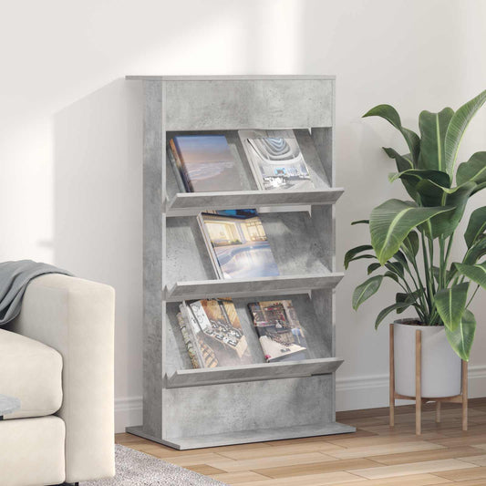 vidaXL Ράφι Περιοδικών με ράφι Σκυρόδεμα Γκρι 70 x 41 x 126 εκ.
