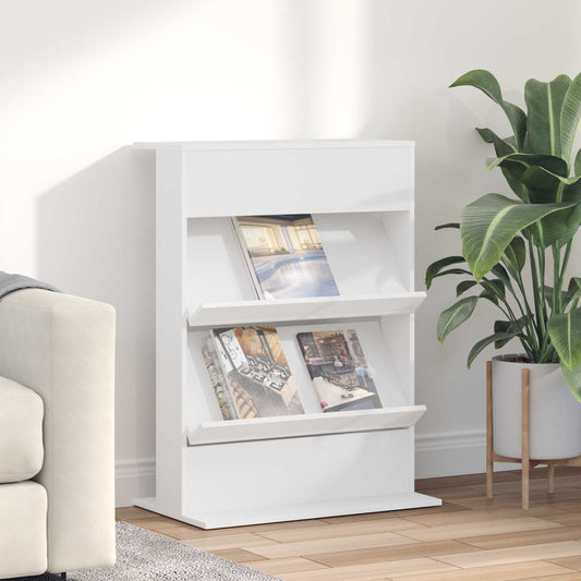 vidaXL Ράφι Περιοδικών Λευκό 70 x 41 x 96 εκ. Επεξεργασμένο ξύλο