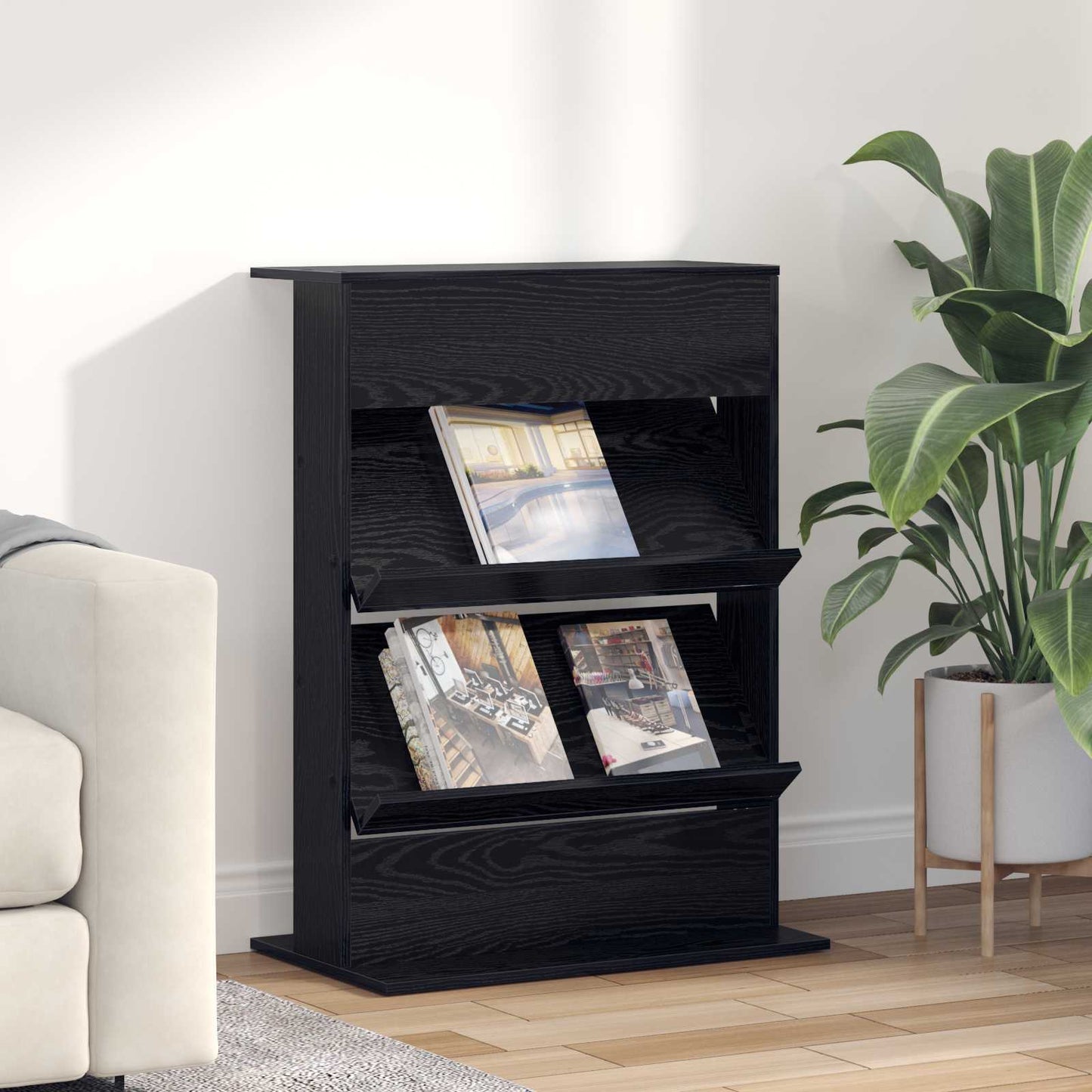 vidaXL Ράφι Περιοδικών Μαύρη Οξυά 70 x 41 x 96 εκ. Επεξεργασμένο ξύλο
