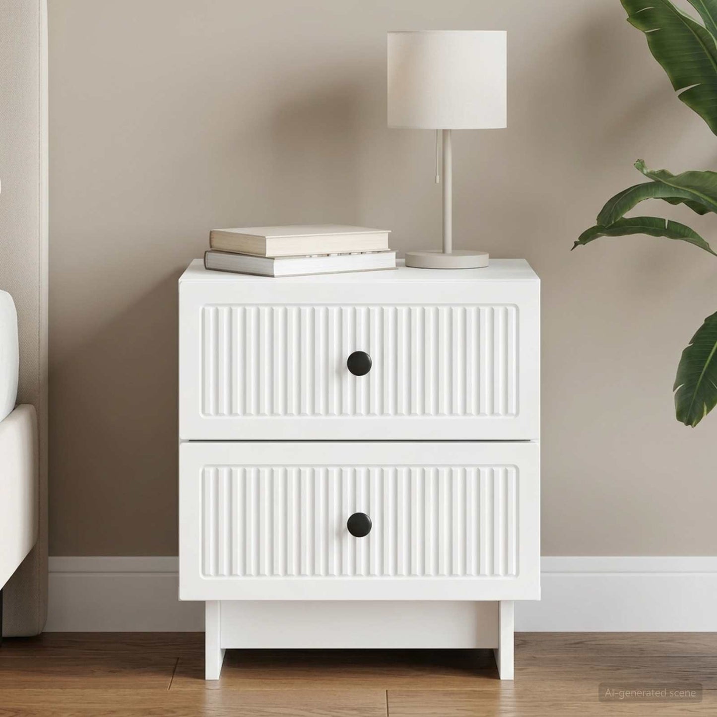 vidaXL Κομοδίνο Λευκό 43 x 34,5 x 47,5 εκ Επεξεργασμένο Ξύλο