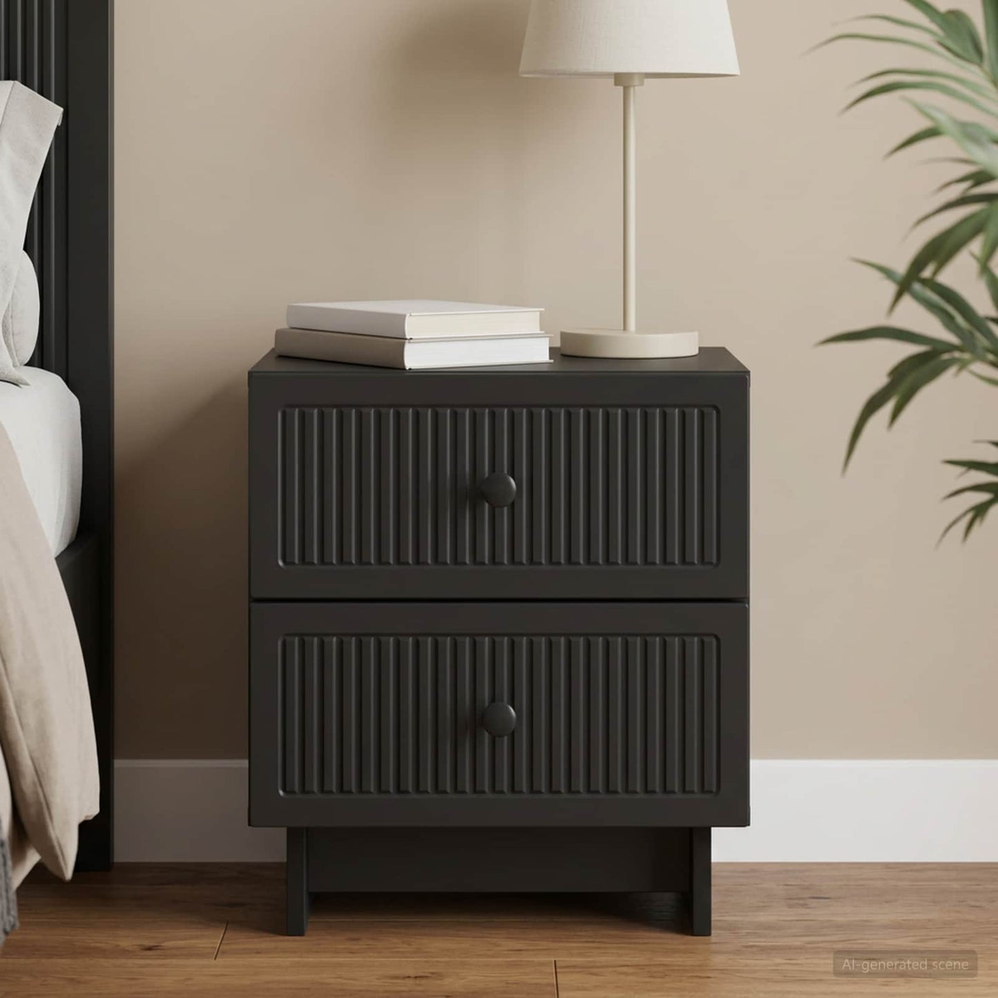 vidaXL Κομοδίνο Μαύρο 43 x 34,5 x 47,5 εκ Επεξεργασμένο Ξύλο