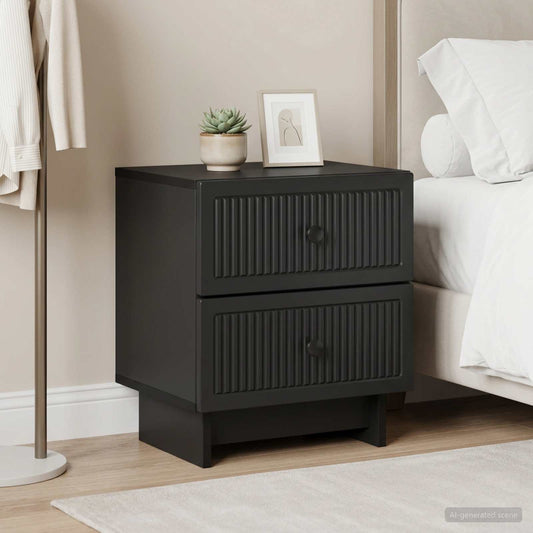 vidaXL Κομοδίνο 2 τμχ. Μαύρο 43 x 34,5 x 47,5 εκ Επεξεργασμένο Ξύλο