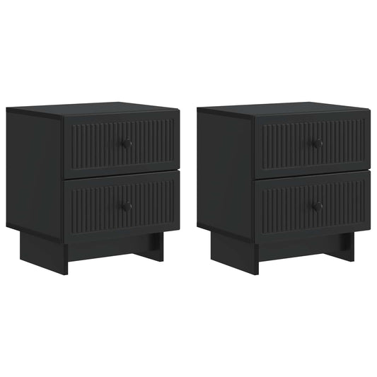 vidaXL Κομοδίνο 2 τμχ. Μαύρο 43 x 34,5 x 47,5 εκ Επεξεργασμένο Ξύλο