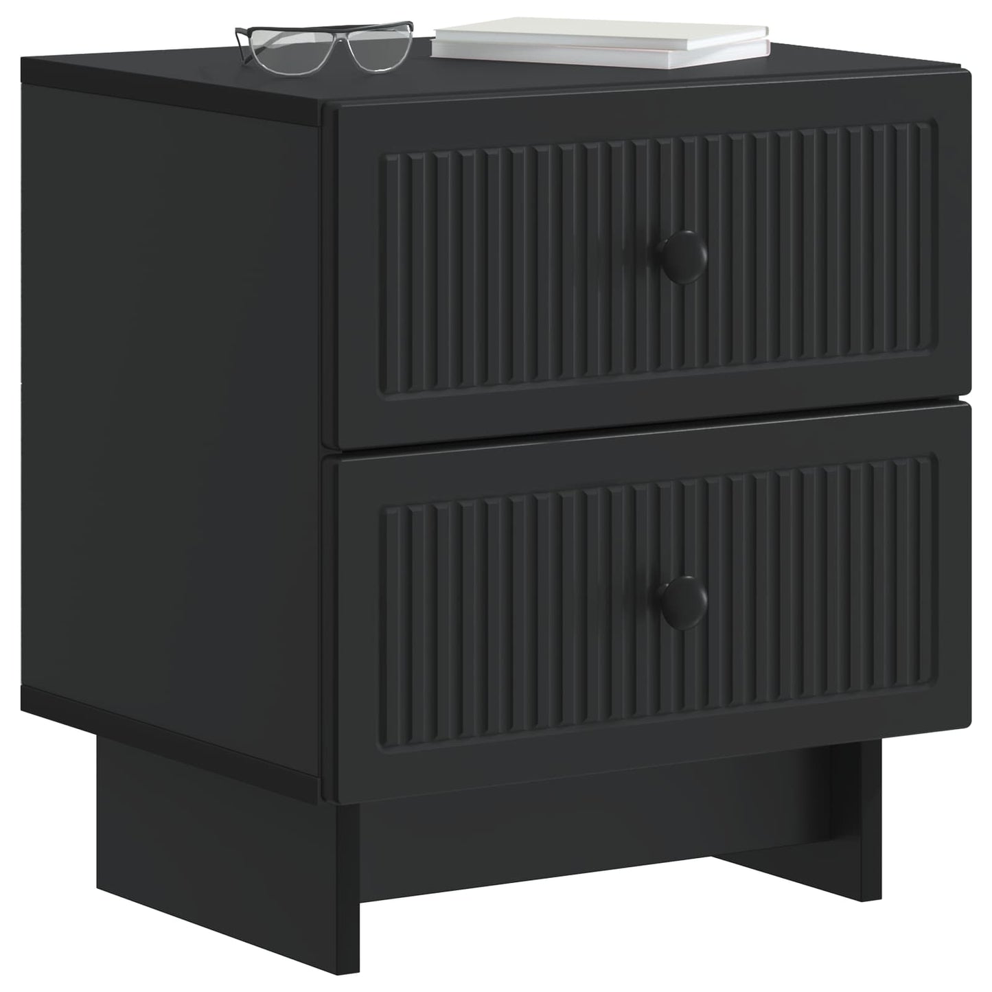 vidaXL Κομοδίνο 2 τμχ. Μαύρο 43 x 34,5 x 47,5 εκ Επεξεργασμένο Ξύλο