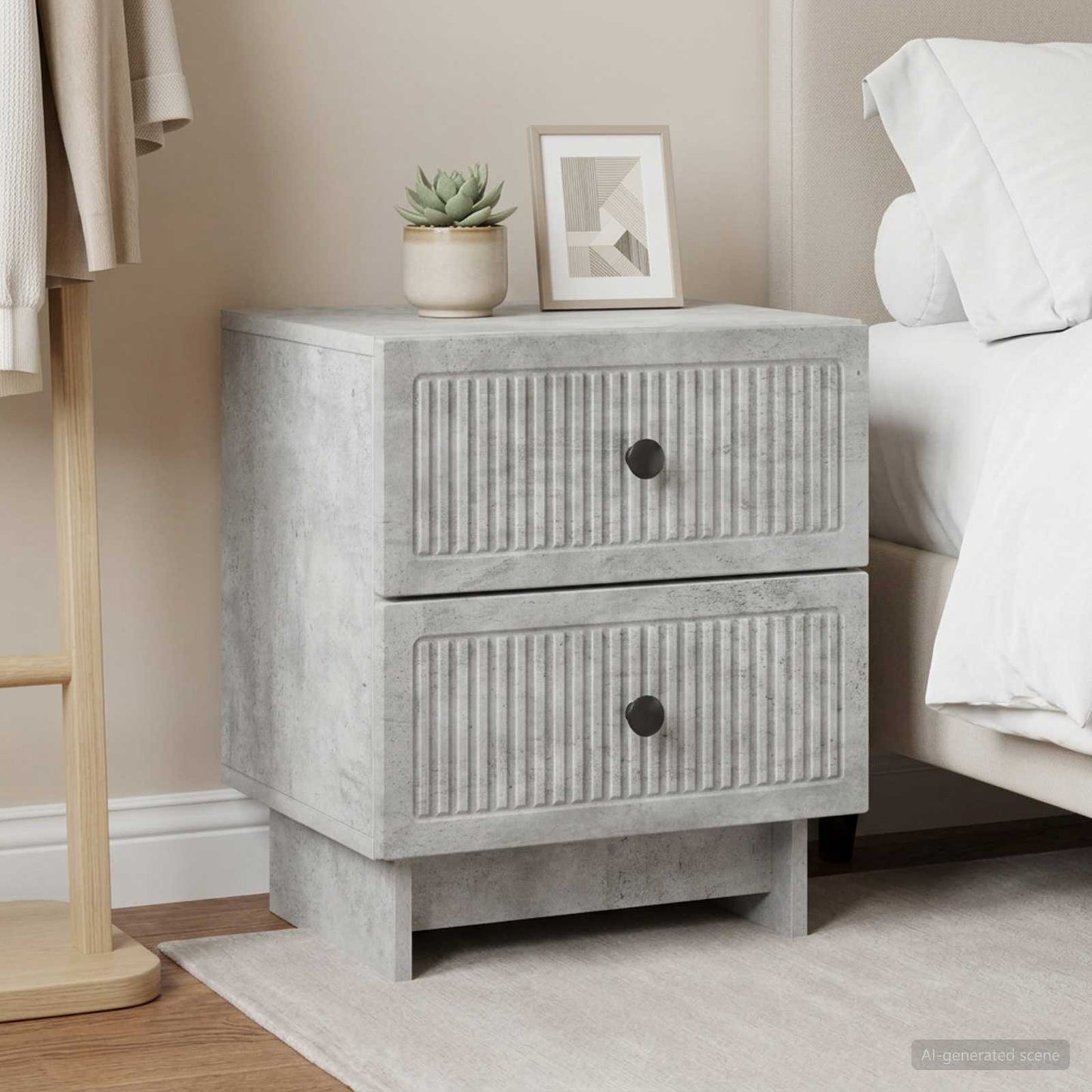 vidaXL Κομοδίνο 2 τμχ. Γκρι Σκυροδέματος 43 x 34,5 x 47,5 εκ