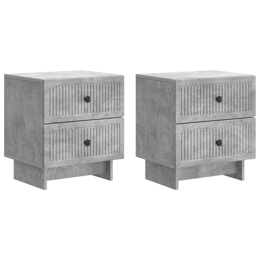 vidaXL Κομοδίνο 2 τμχ. Γκρι Σκυροδέματος 43 x 34,5 x 47,5 εκ