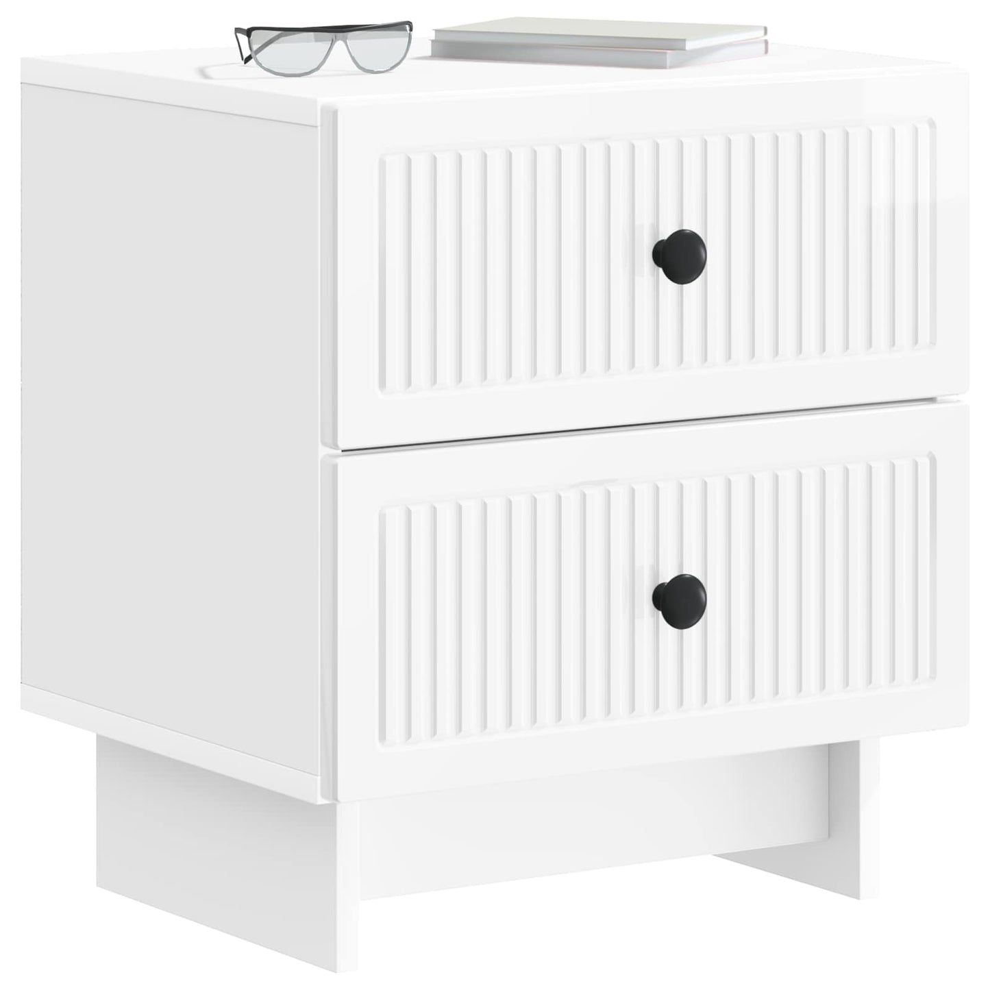 vidaXL Κομοδίνο με συρτάρι Γυαλιστερό Λευκό 43 x 34,5 x 47,5 εκ