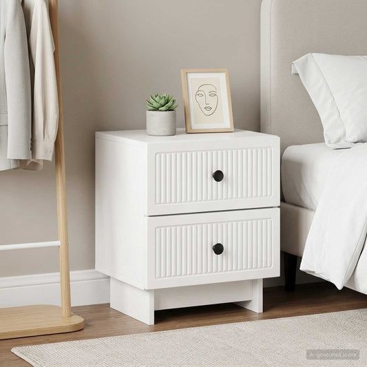 vidaXL Κομοδίνο 2 τμχ. Γυαλιστερό Λευκό 43 x 34,5 x 47,5 εκ