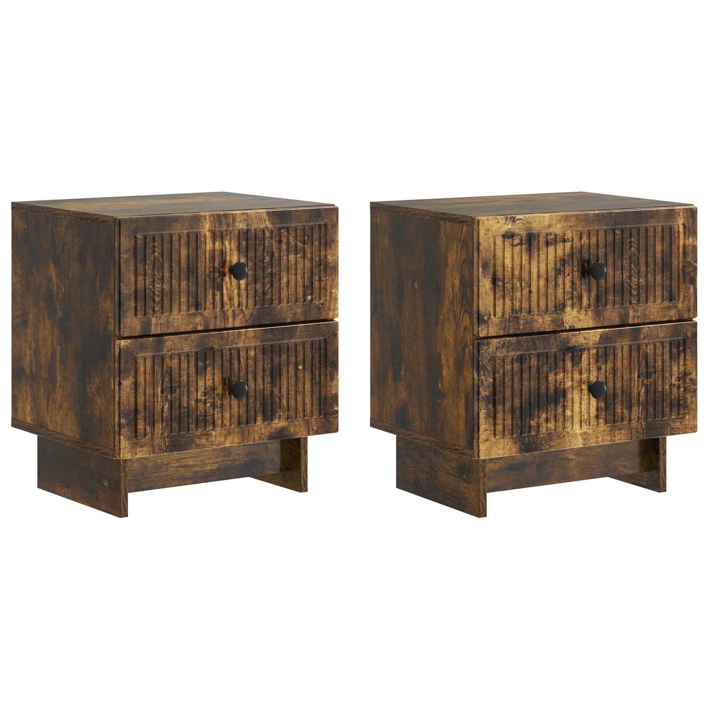 vidaXL Κομοδίνο 2 τμχ. Καπνισμένο Ξύλο Δρυός 43 x 34,5 x 47,5 εκ