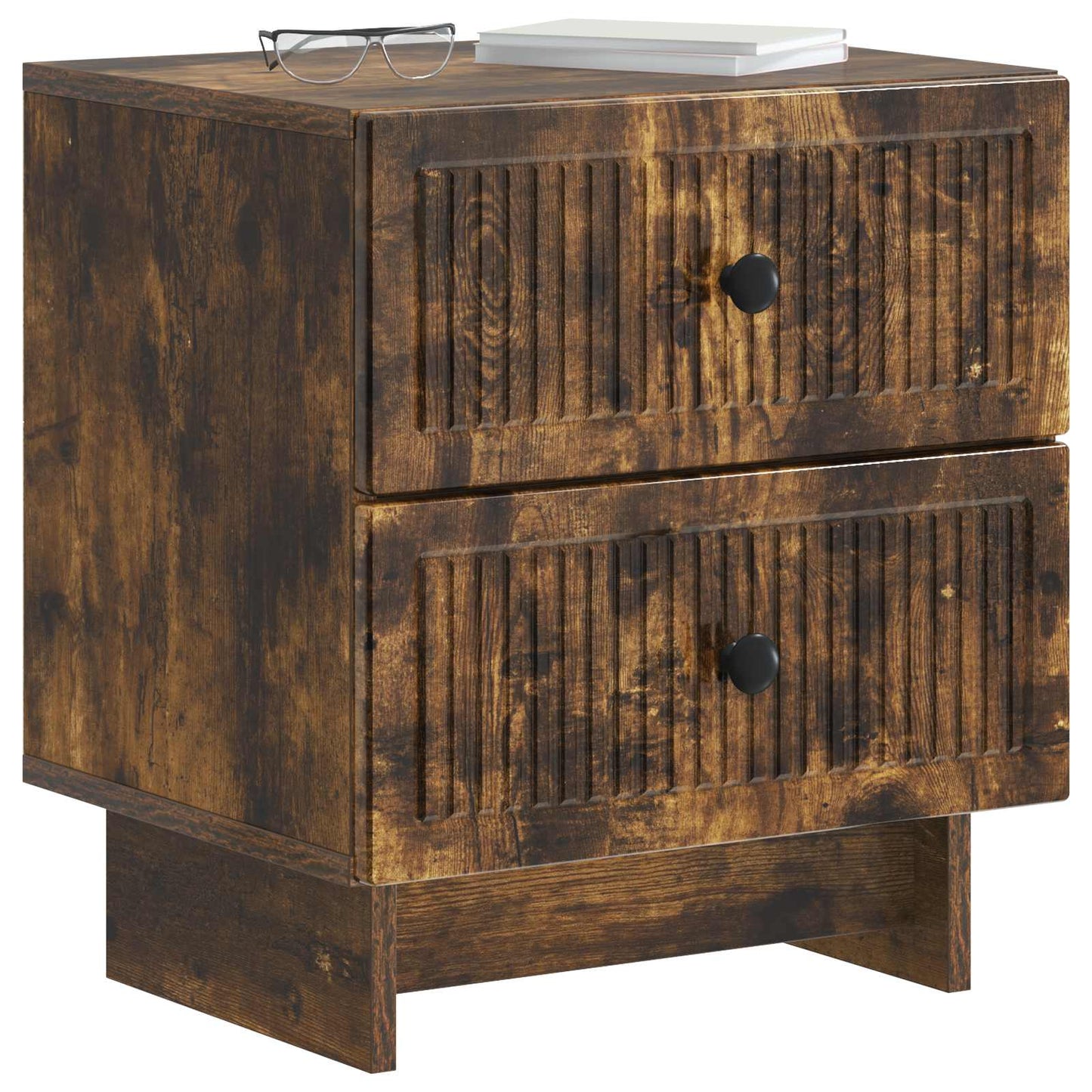 vidaXL Κομοδίνο 2 τμχ. Καπνισμένο Ξύλο Δρυός 43 x 34,5 x 47,5 εκ