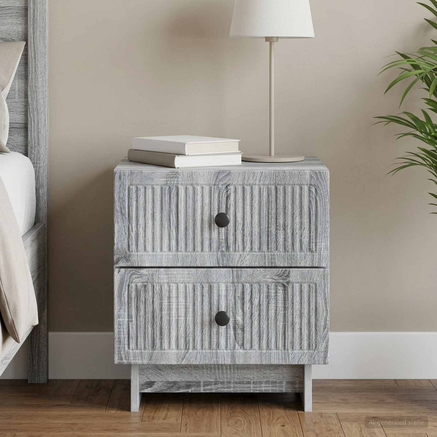 vidaXL Κομοδίνο Γκρι Sonoma 43 x 34,5 x 47,5 εκ Επεξεργασμένο Ξύλο