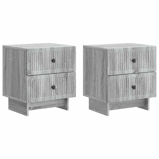 vidaXL Κομοδίνο 2 τμχ. Γκρι Sonoma 43 x 34,5 x 47,5 εκ