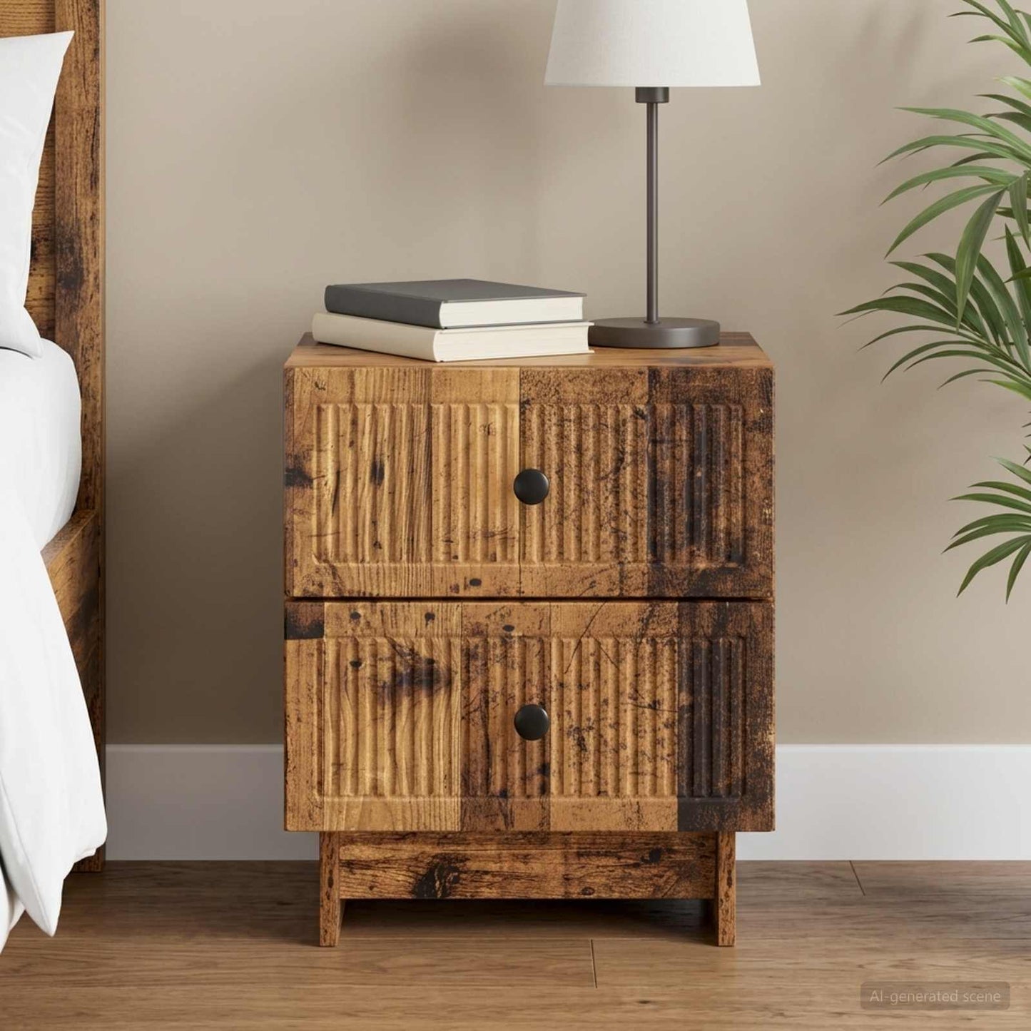 vidaXL Κομοδίνο Παλαιωμένο ξύλο 43 x 34,5 x 47,5 εκ Επεξεργασμένο Ξύλο