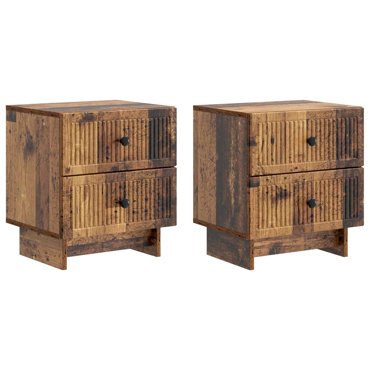 vidaXL Κομοδίνο 2 τμχ. Παλαιωμένο ξύλο 43 x 34,5 x 47,5 εκ