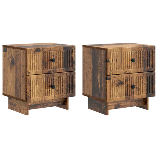 vidaXL Κομοδίνο 2 τμχ. Παλαιωμένο ξύλο 43 x 34,5 x 47,5 εκ