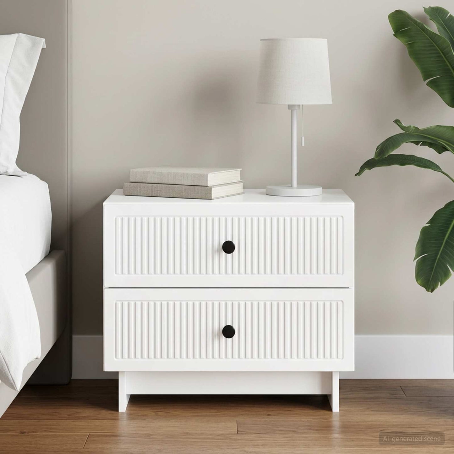 vidaXL Κομοδίνο Γυαλιστερό Λευκό 62 x 34,5 x 47,5 εκ