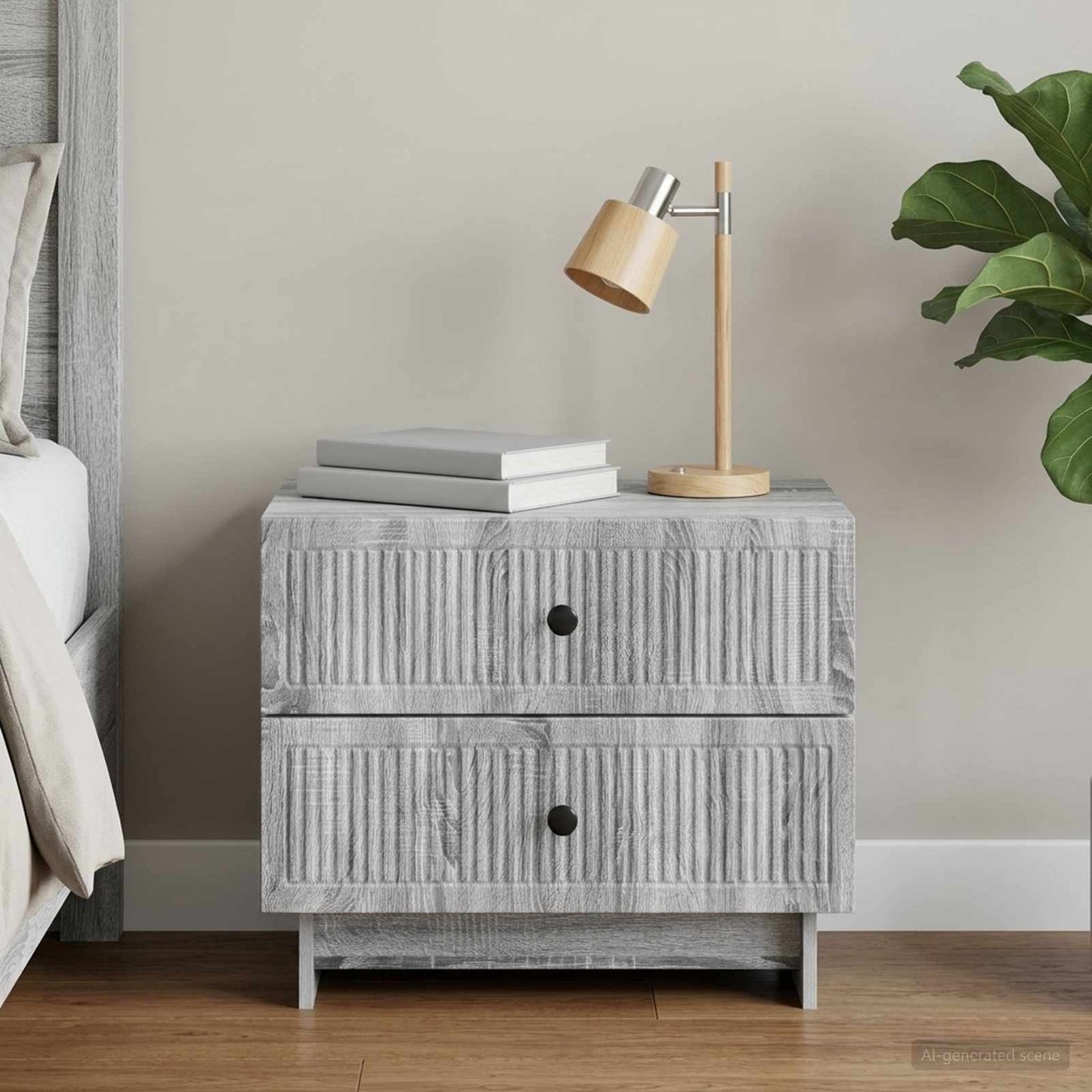 vidaXL Κομοδίνο Γκρι Sonoma 62 x 34,5 x 47,5 εκ Επεξεργασμένο Ξύλο