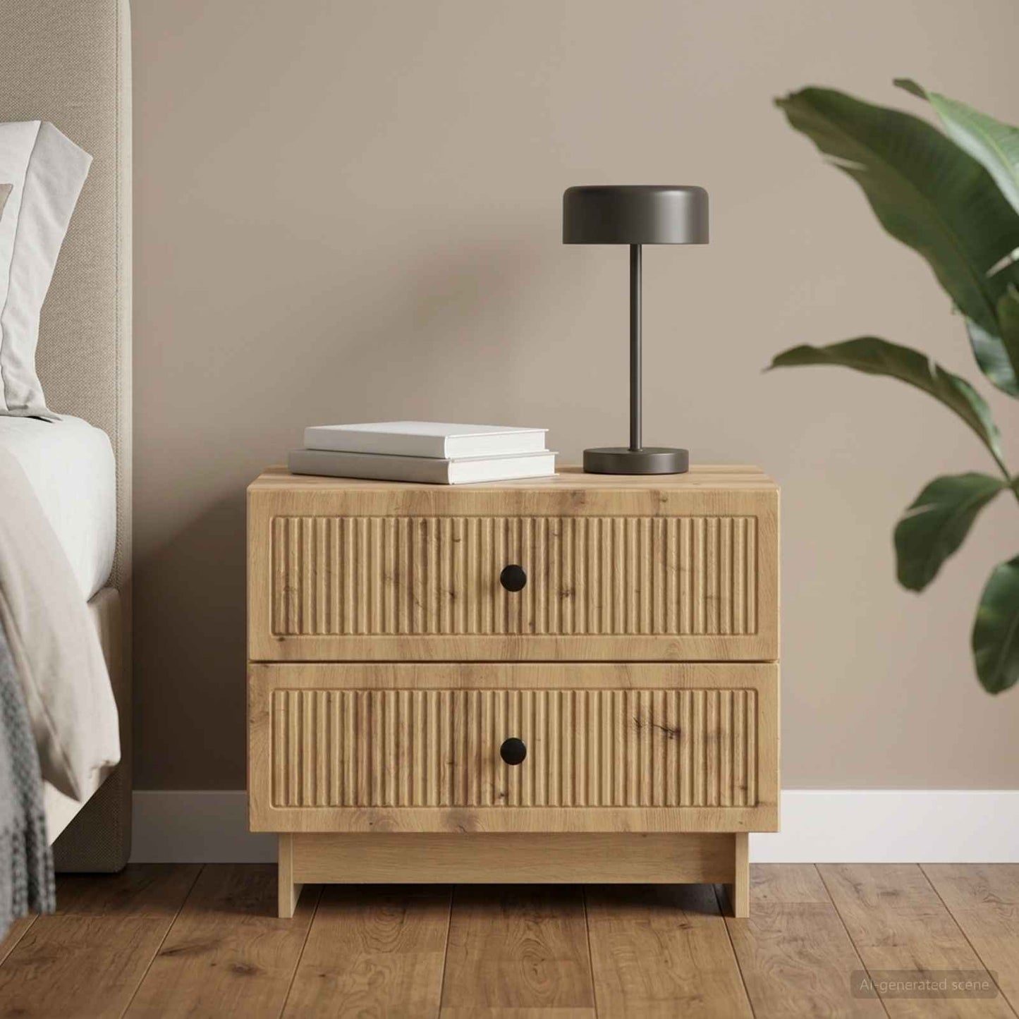 vidaXL Κομοδίνο Artisan Δρυς 62 x 34,5 x 47,5 εκ Επεξεργασμένο Ξύλο