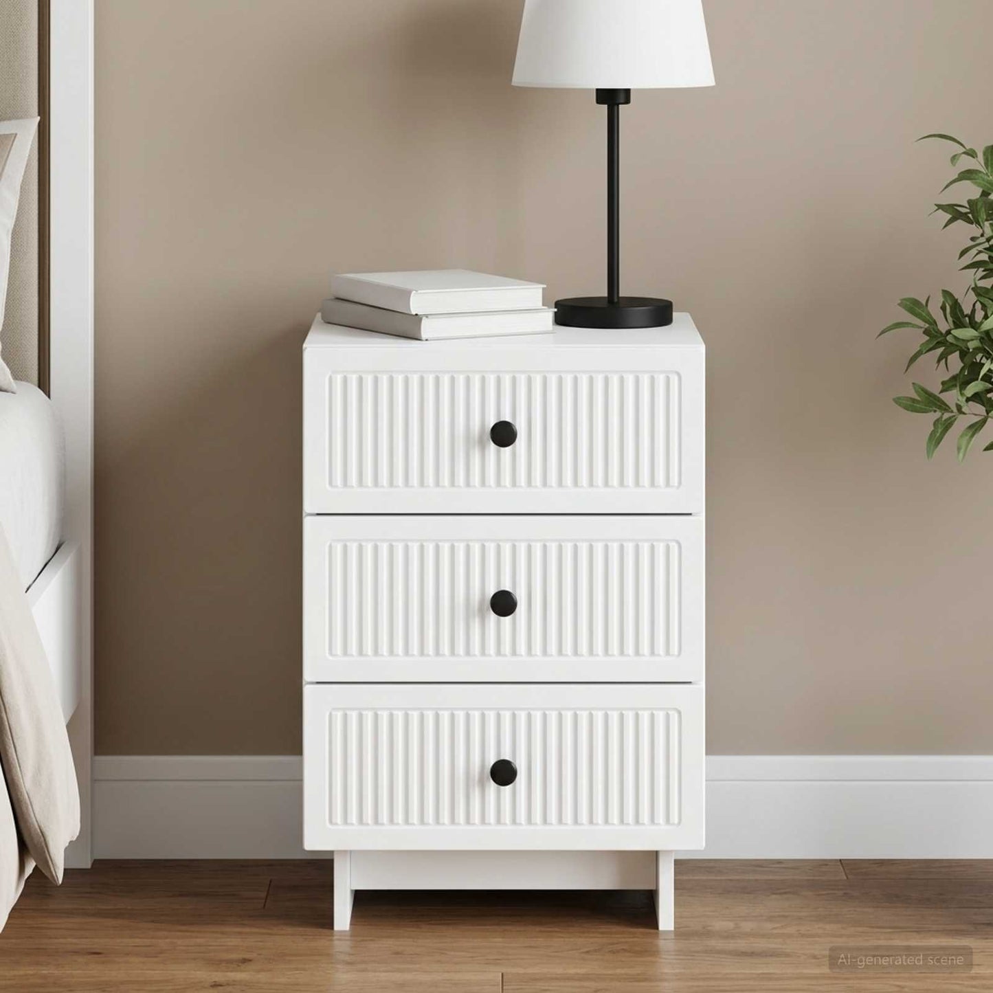 vidaXL Κομοδίνο με συρτάρι Λευκό 43 x 41 x 66,5 εκ. Επεξεργασμένο Ξύλο