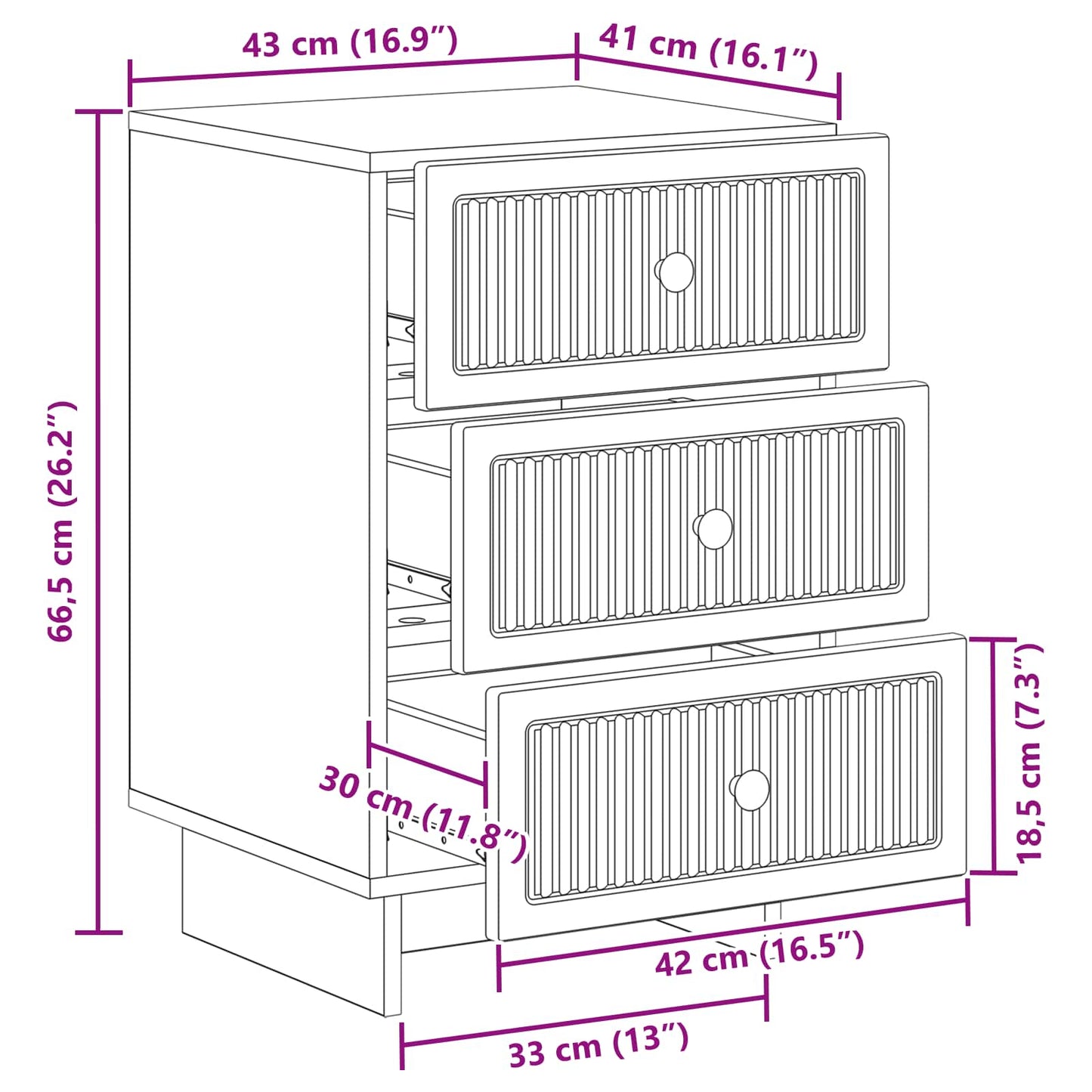 vidaXL Κομοδίνο Sonoma Δρυς 43 x 41 x 66,5 εκ. Επεξεργασμένο Ξύλο
