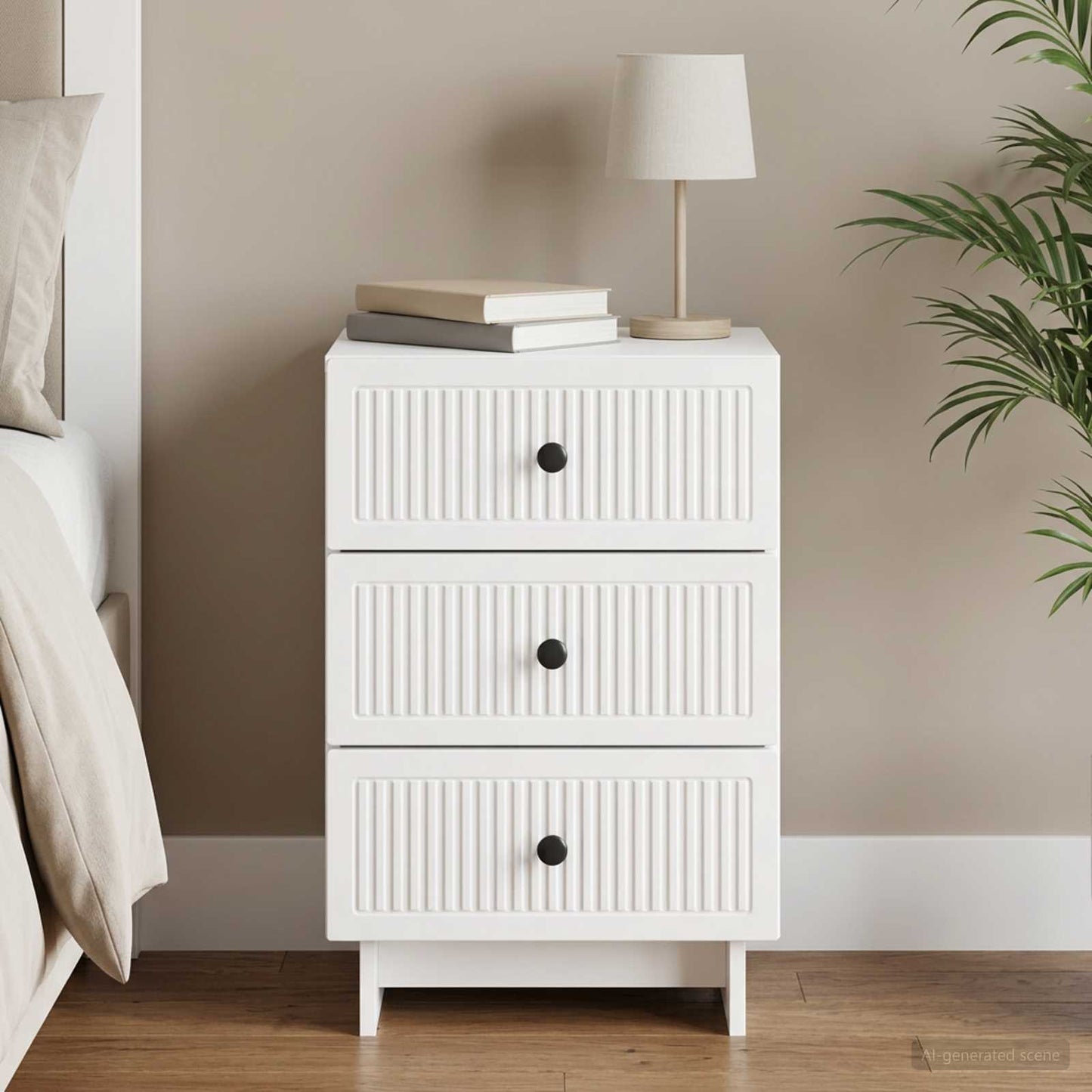 vidaXL Κομοδίνο Γυαλιστερό Λευκό 43 x 41 x 66,5 εκ. Επεξεργασμένο Ξύλο
