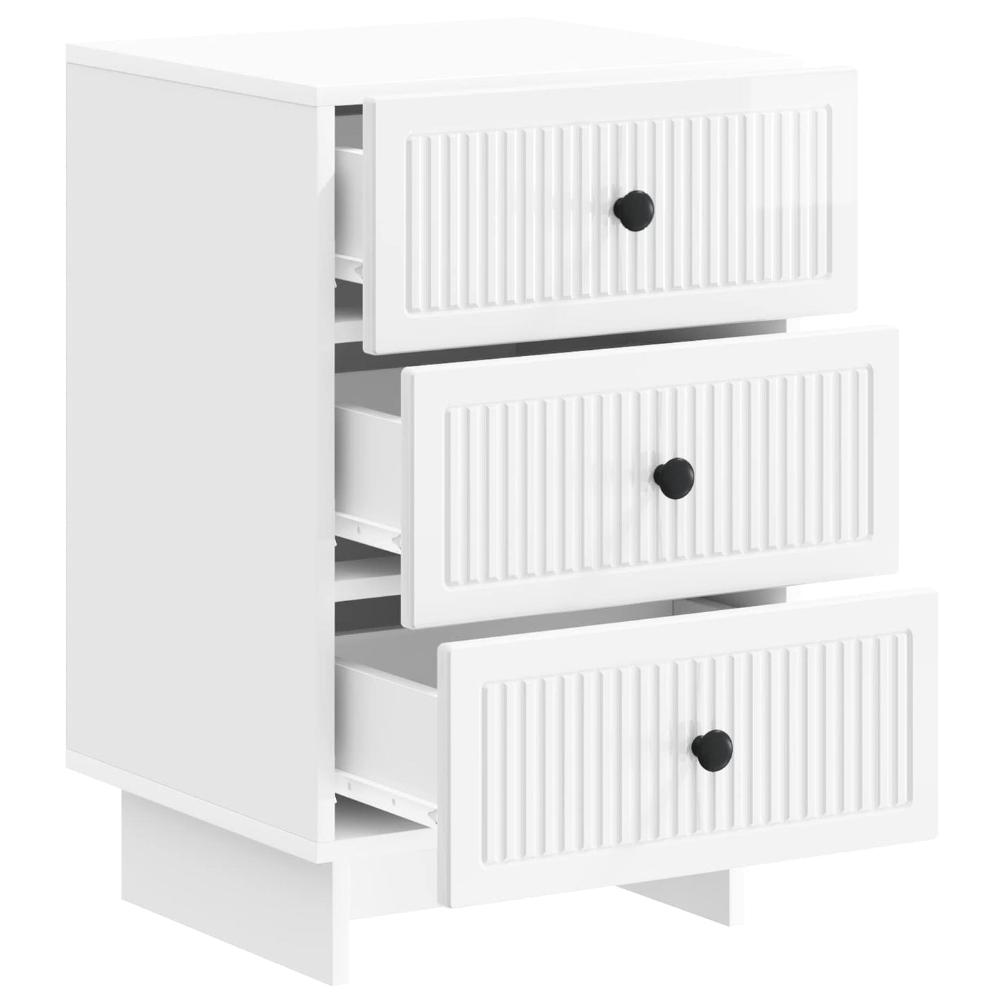 vidaXL Κομοδίνο Γυαλιστερό Λευκό 43 x 41 x 66,5 εκ. Επεξεργασμένο Ξύλο
