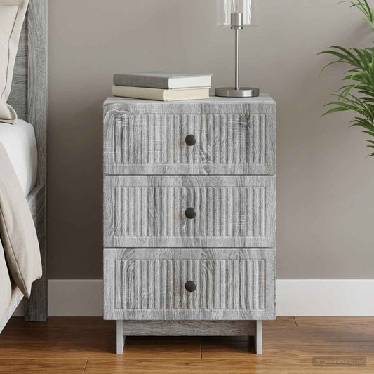 vidaXL Κομοδίνο Γκρι Sonoma 43 x 41 x 66,5 εκ. Επεξεργασμένο Ξύλο