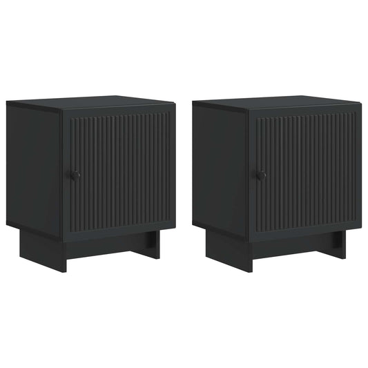 vidaXL Κομοδίνο 2 τμχ. Μαύρο 43 x 34,5 x 50 εκ Επεξεργασμένο Ξύλο