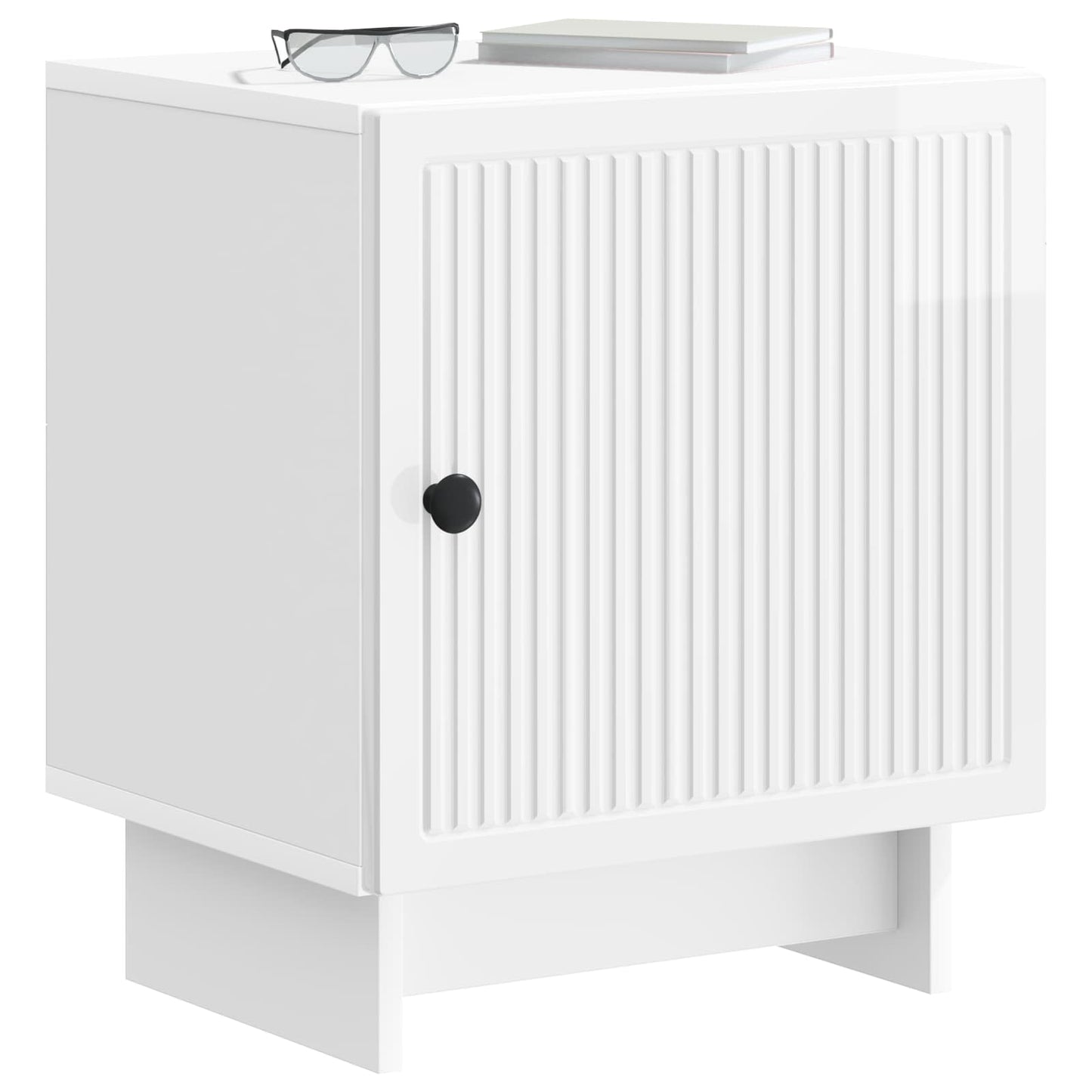vidaXL Κομοδίνο Γυαλιστερό Λευκό 43 x 34,5 x 50 εκ Επεξεργασμένο Ξύλο