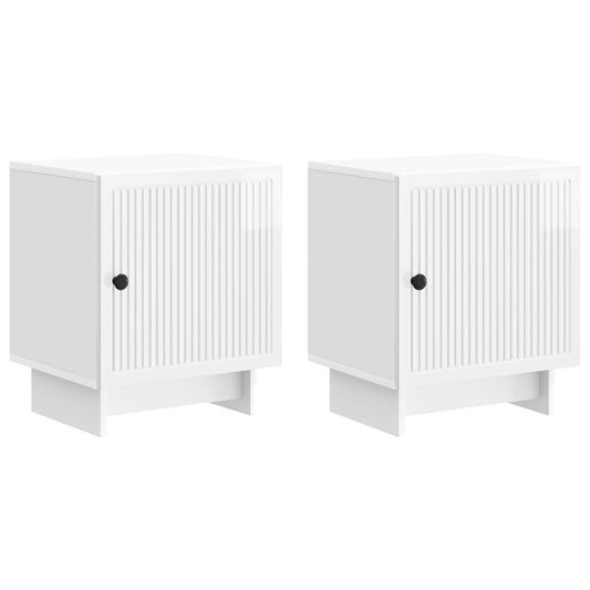 vidaXL Κομοδίνο 2 τμχ. Γυαλιστερό Λευκό 43 x 34,5 x 50 εκ