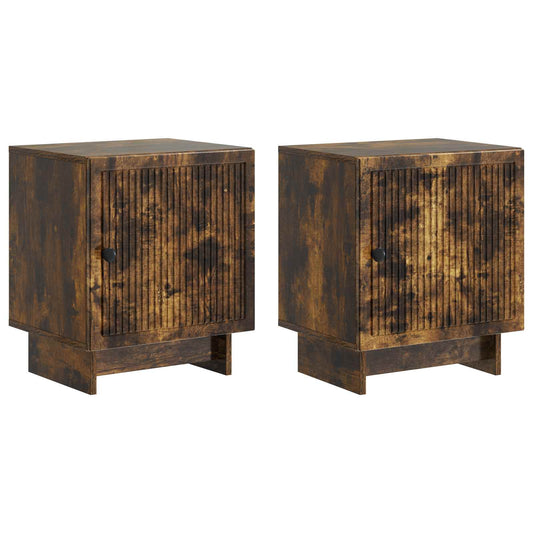 vidaXL Κομοδίνο 2 τμχ. Καπνισμένο Ξύλο Δρυός 43 x 34,5 x 50 εκ